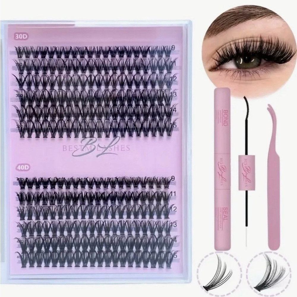 240 pcs Black False Eyelash cluster kit Set with Applicator